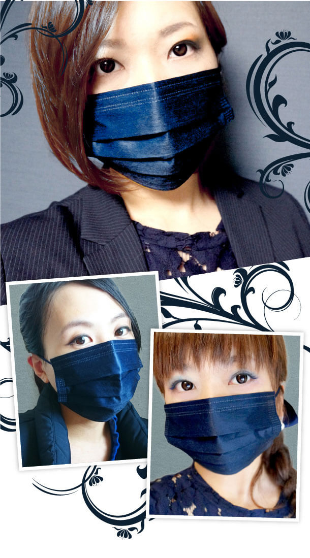 紺色マスクの着用写真